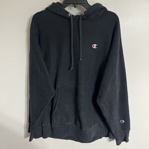 Vintage Reverse Weave Champion Hoodie Black Large 90s Hoodie Sweatshirt